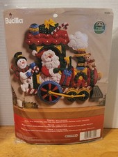 Bucilla CANDY EXPRESS TRAIN kit da appendere a parete natalizio in feltro - pupazzo di neve Babbo Natale RARO