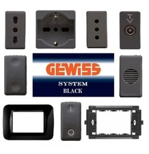SERIE GEWISS SYSTEM BLACK NERO ORIGINALE PRESA PLACCA SUPPORTO PULSANTE TV SCHUK