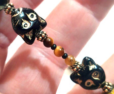 Vtg necklace tiger cat eye - cat's,