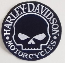 Patch Toppa Grande, Skull Harley Davidson, scritta bianca, skull bianco e nero