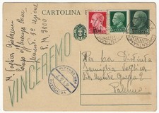 1944 RSI - Cartolina 15 c. Vinceremo da Ufficio Concentramento a Palermo