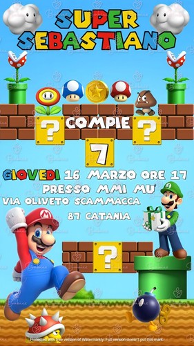 Invito digitale super mario - digitale,
