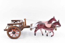 Wooden cart with pair of brown