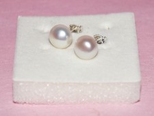 Orecchini Argento 925 Perle d’Acqua Dolce 8mm a bottone punto luce Nichel Free