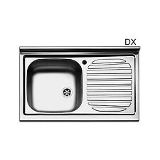 LAVELLO APPOGGIO IN ACCIAIO INOX CON 1 VASCHETTA cm. 80 gocciolatoio dx