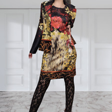 Completo Tubino e Giacca Trama Intricata Animalier E Floreale  Come  Nuovo TG 50
