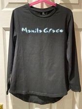Camicia Manila Grace nera manica lunga età 8 anni 128 cm orlo sagomato LOGO PREZZO AL PUBBLICO £94
