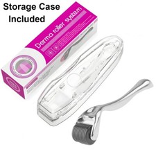 Rullo Derma per Perdita Capelli Barba Crescita Titanio Derma Roller 0,25-1,5MM Argento