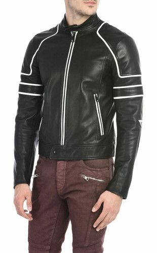 Giacca pelle agnello moto - pelle,