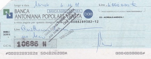 Acireale assegno della - acireale,