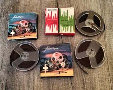 3 NASTRI MAGNETICI AUDIO BOBINE 8cm REGISTRATORE 6.25mm 120mt FERRANIA FIDELITAP