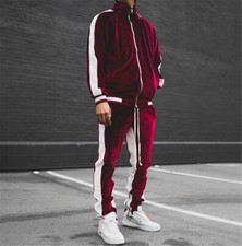 Mens 2 Piece Velvet Tracksuit