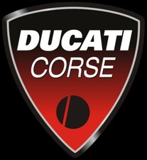 POSTER LOCANDINA ADESIVO - DUCATI CORSE LOGO - SIMBOLO SFONDO NERO MOTO