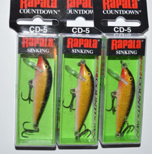3 esche rapala cd-5 cd05 g oro affondamento conto alla rovescia 2" 3/16 oz nuoto 3'-6'