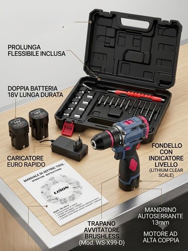 Trapano avvitatore con doppia - avvitatore,