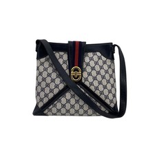 Autentica borsa a tracolla Gucci vintage in tela con monogramma blu e righe