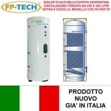 BOILER PUFFER BOLLITORE ACCUMULO ACQUA CALDA DOPPIA SERPENTINA DA 250 500 LITRI