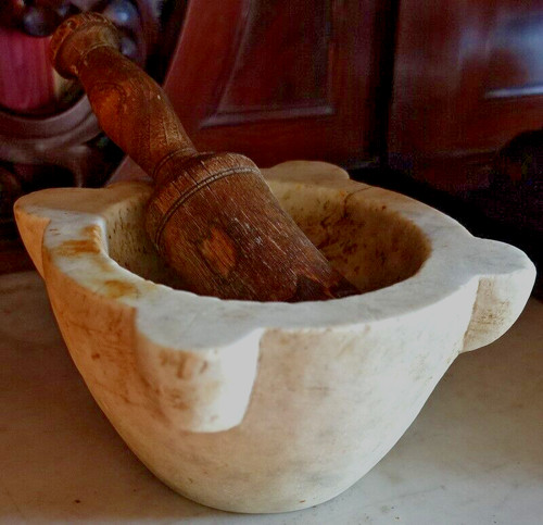 Antico mortaio marmo con - mortaio, di