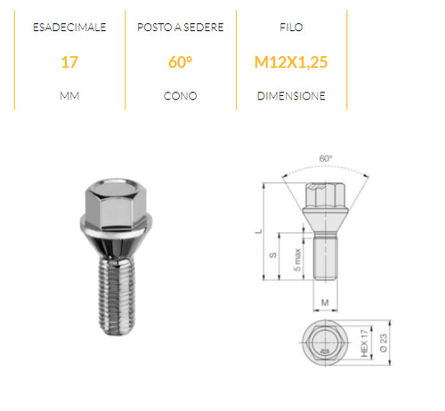 B126 bullone ruote oem m12 - oem, x