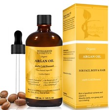 Organic Argan Oil 100% Cold Pressed Pure Virgin Vegan for Hair Beard & Skincare