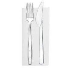 500 Set Posate di plastica Bis monouso Trasparenti imbustate riutilizzabili