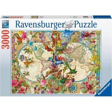 Ravensburger RVB17117 Puzzle da 3000 Pezzi - Mappamondo Flora e Fauna