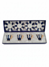 Mini tazzine set 4 pz in porcellana blu filo oro da collezione Duca di Bavaria