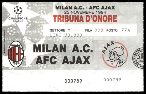Biglietto 1994 milan vs - ac,