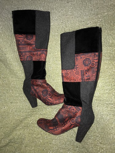 Stivali con tacco patchwork