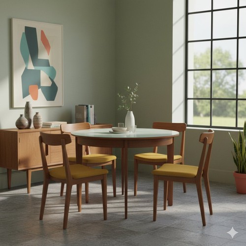 Tavolo tondo vintage teak - tavolo,