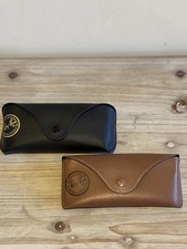 Ray-Ban Leather Glasses Case Set of 2 Black and Brown
