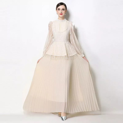 Abito lungo elegante pizzo - lungo,