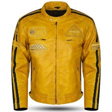 Giacca Giubbotto Moto in pelle Uomo Vintage Custom CaféRacer Waxed pelle Morbida