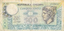 Banconota Italia 500 Lire