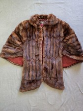 Cappotto stola pelliccia visone Saks Washington vintage con tasche taglia unica