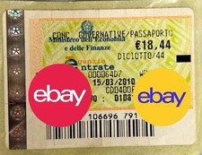 Marche da Bollo originali PASSAPORTO Marzo 2010 €18,44