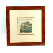 STAMPA  ANTIQUE PRINT PAESAGGIO ORIENTALE QUADRO CORNICE in LEGNO DI RADICA 800 