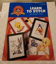 Vtg Looney Tunes Learn to Cross Stitch Pattern Leaflet Leisure Arts 1997 Tweety