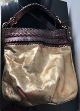 BORSA A SACCO FRANCESCO BIASIA - PELLE TIPO RETTILE ORO - BORSA IN PELLE INTRECC