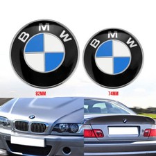 82 mm + 74 mm cofano portellone blu distintivo per BMW emblema anteriore + posteriore badge
