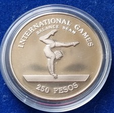 MONETA COIN GUINEA BISSAU 250 PESOS INTERNATIONAL GAMES 1984 TRAVE DI EQUILIBRIO
