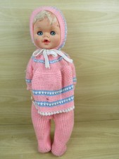 vecchia BAMBOLA MINIFON MADE IN ITALY con tutina a maglia bambolotto vintage