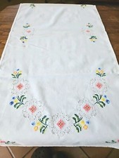 Runner Centro 37x84  cm. Cotone Ricamato A mano Punto Croce tovaglia