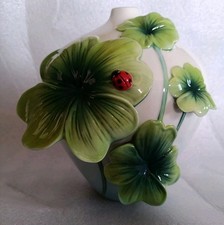 FRANZ Vaso Coccinella ? E Foglie Porcellana Perfetto No Box