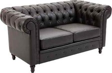 Divano Chesterfield Due Posti Trapuntato Marrone 160x84x80cm DecHome 833705