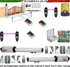 AUTOMAZIONE CANCELLO 4 METRI 2 ANTE KIT CBR 2 MOTORI 220 V 2 FOTOC FARO 3 RADIOC
