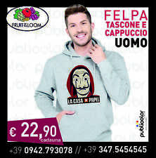 FELPA CAPPUCCIO TASCONE UOMO STAMPA LA CASA DI CARTA 5 PERSONALIZZATA STAMPATA