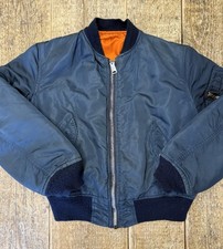 Alpha Industries Jacket Flyer’s Man Intermediate MA-1 Bomber Tg S Made Usa Blu 