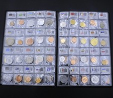 Lotto 120 Paesi Regioni Collezione Monete Libro Valuta Estera Con Bandiere