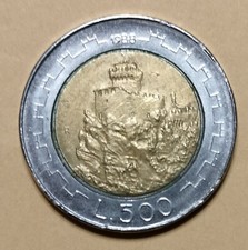 Moneta Repubblica di San Marino 1988 , 500 lire bimetallica , circolata